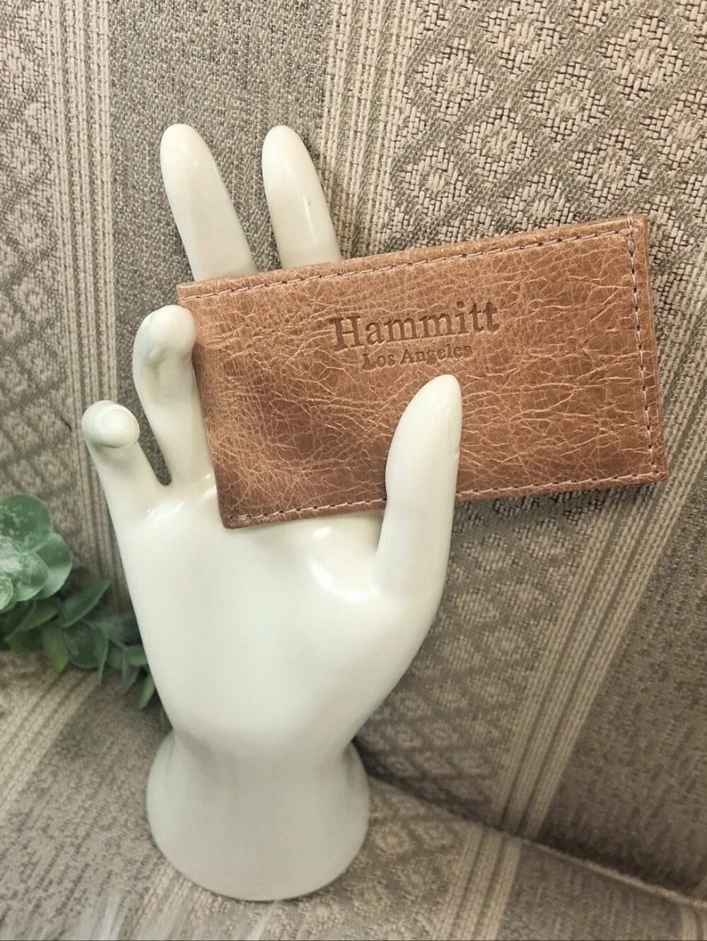 Hammitt Tan Distress Textured Leather Card Sleeve